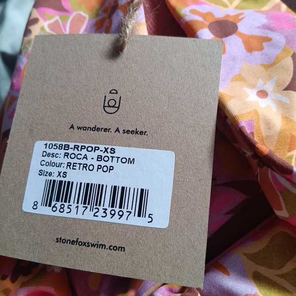 Stone Fox Swim Roca Retro Floral Tie Side Cheeky Bikini Bottom NWT XS - Picture 6 of 6